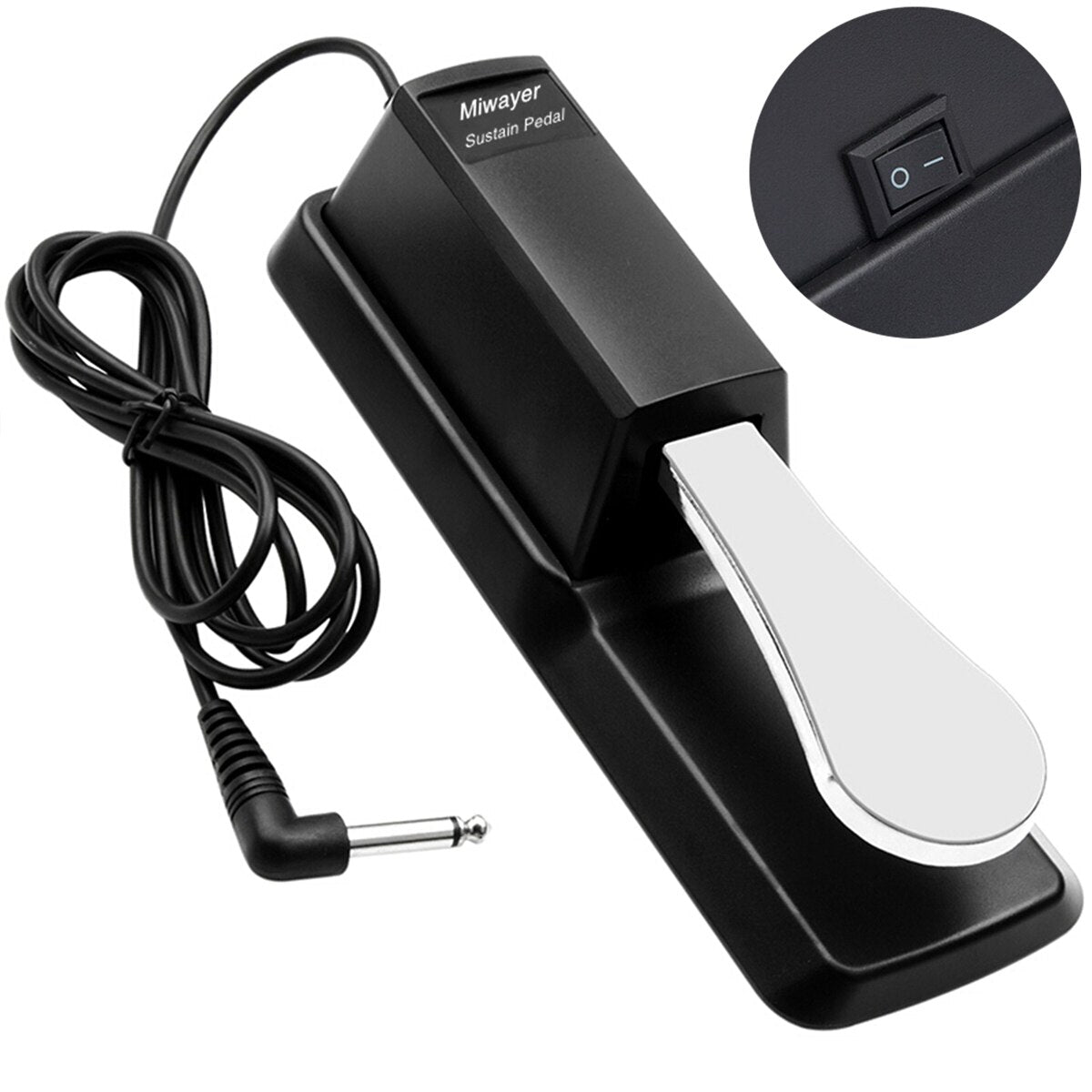 Miwayer Sustain Pedal with Polarity Switch for MIDI Keyboard Synth Digital Pian