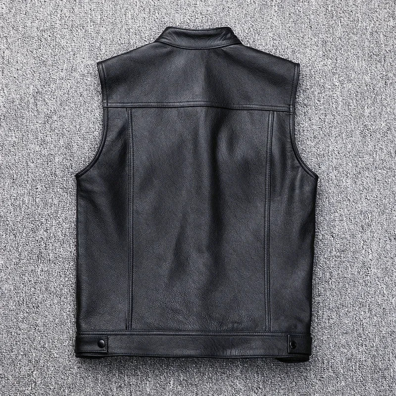 Fashion 100% Cowskin Sons Of Anarchy Leather Rock Punk Vest Cosplay Costume Bla image 7