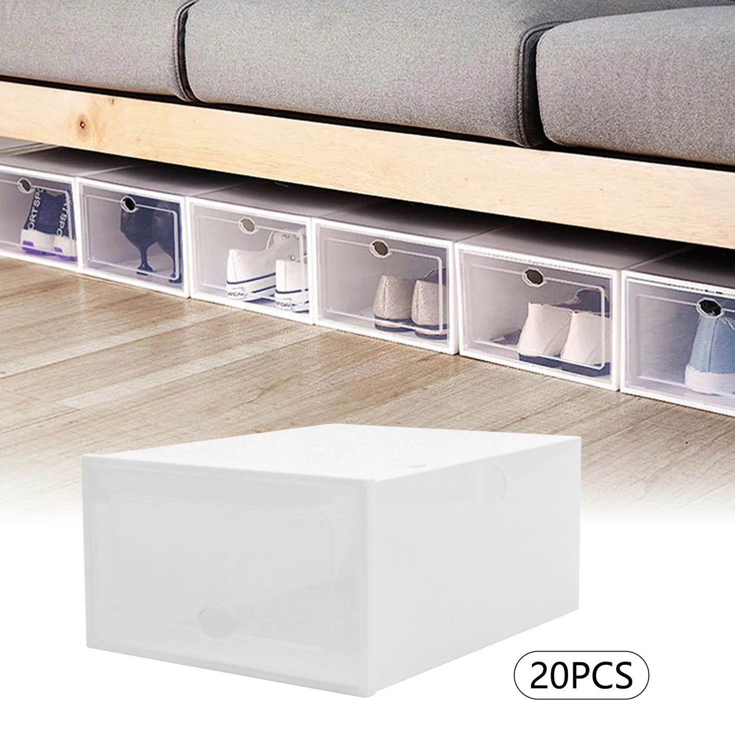 (20) Clear Shoe Storage Boxes Flip Plastic Stackable Sneaker Holder Organizer B image 12