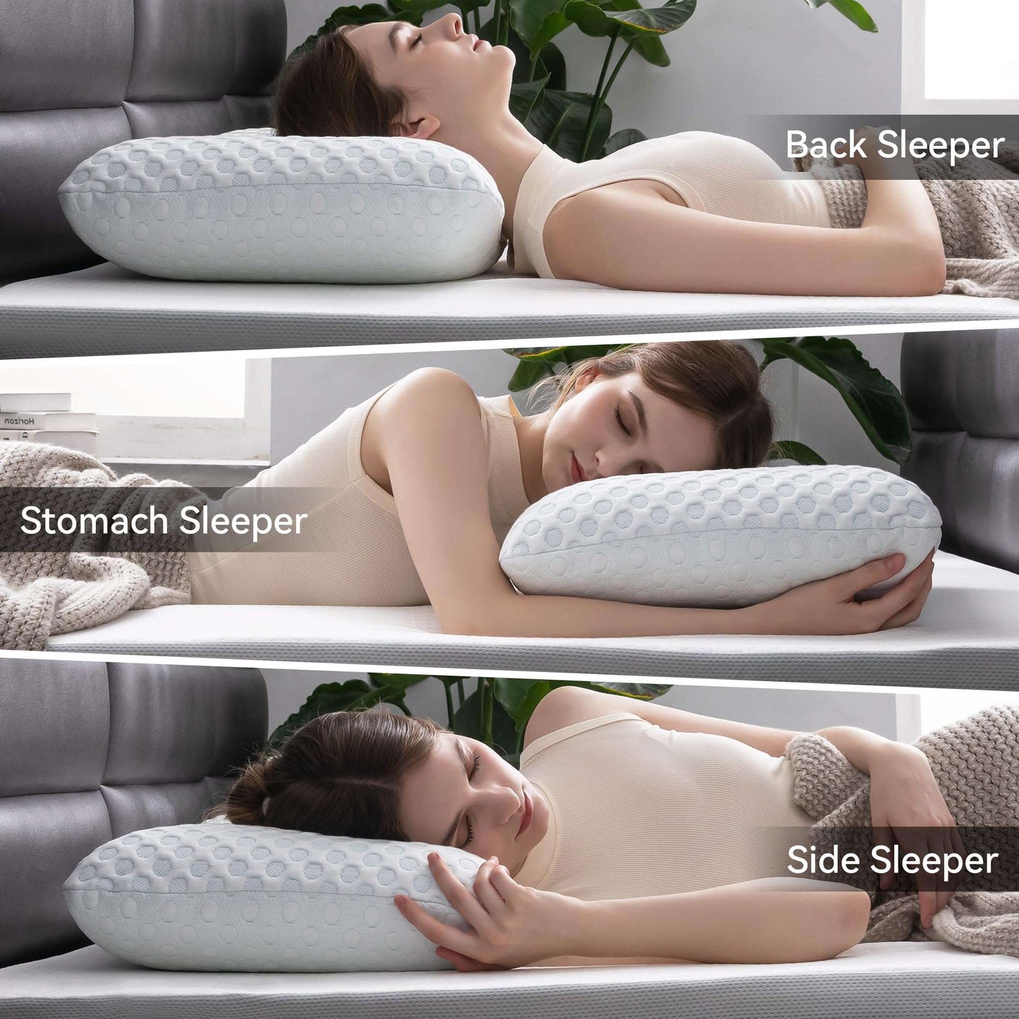 Hcore 2 Pack Gel Memory Foam Pillows Firm Pillow Dual-Sided Cooling & Cozy Wash