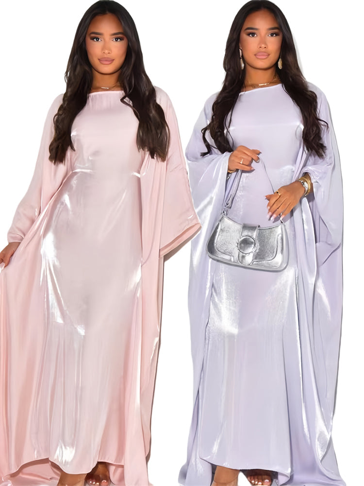 Ramadan Eid Satin Batwing Butterfly Abaya Dubai Luxury 2024 Muslim Maxi Kaftan