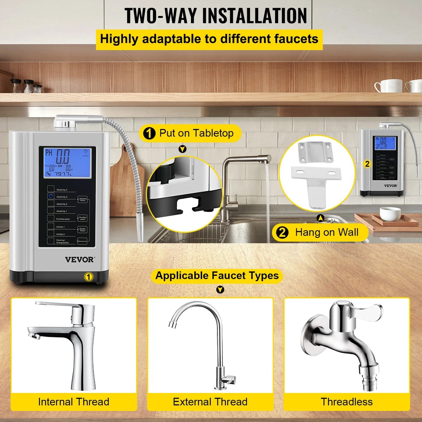 Alkaline Water Ionizer PH3.5-10.5 Hydrogen Generator Machine Drinking Pur