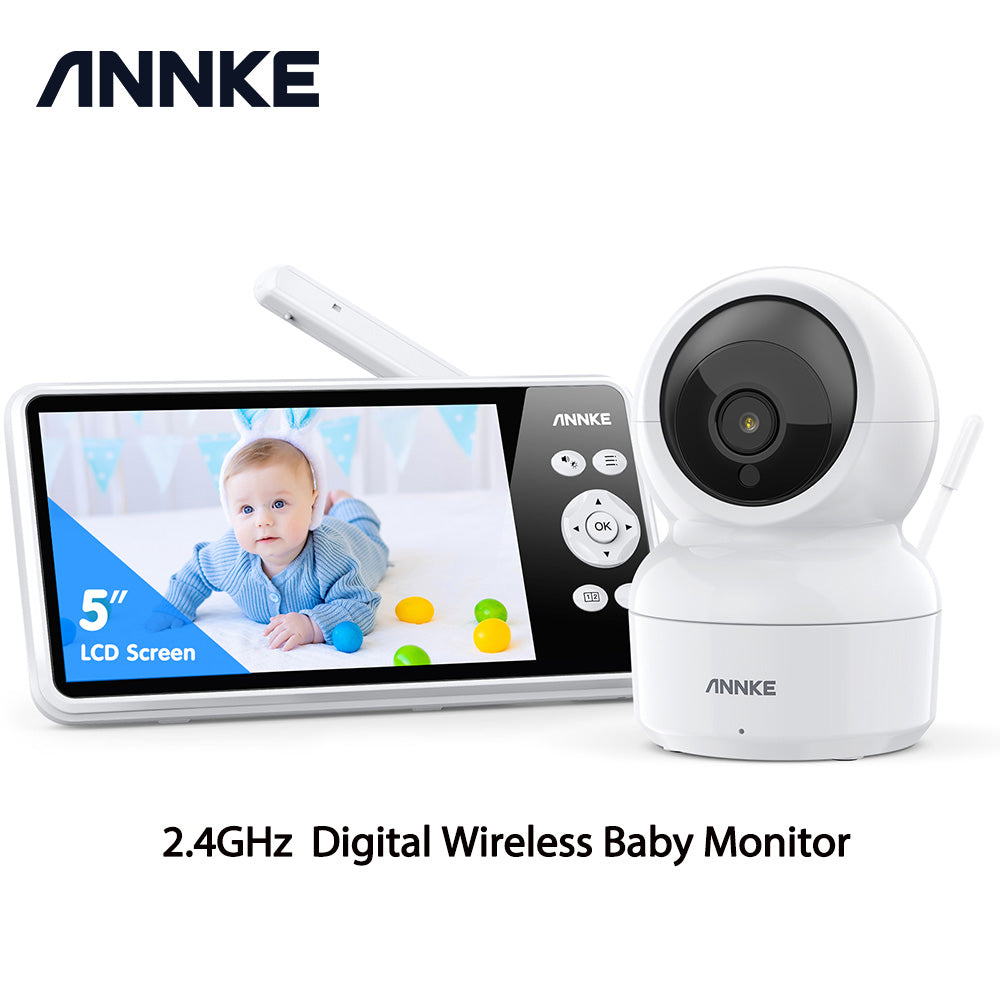 Annke 1080P 5 " Hd Video Baby Monitor With Camera 2.4G Wireless 2X Zoom Nig