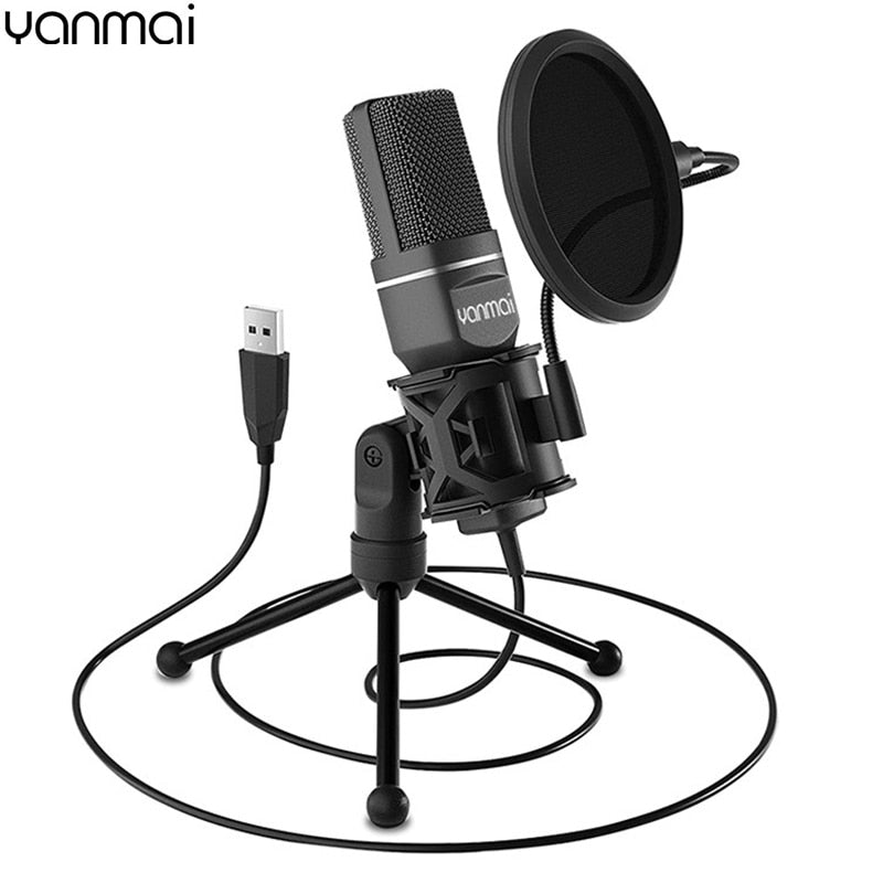 YANMAI USB Microphone Microfone Cardioid Condenser Mic SF-777 with Pop Filter T