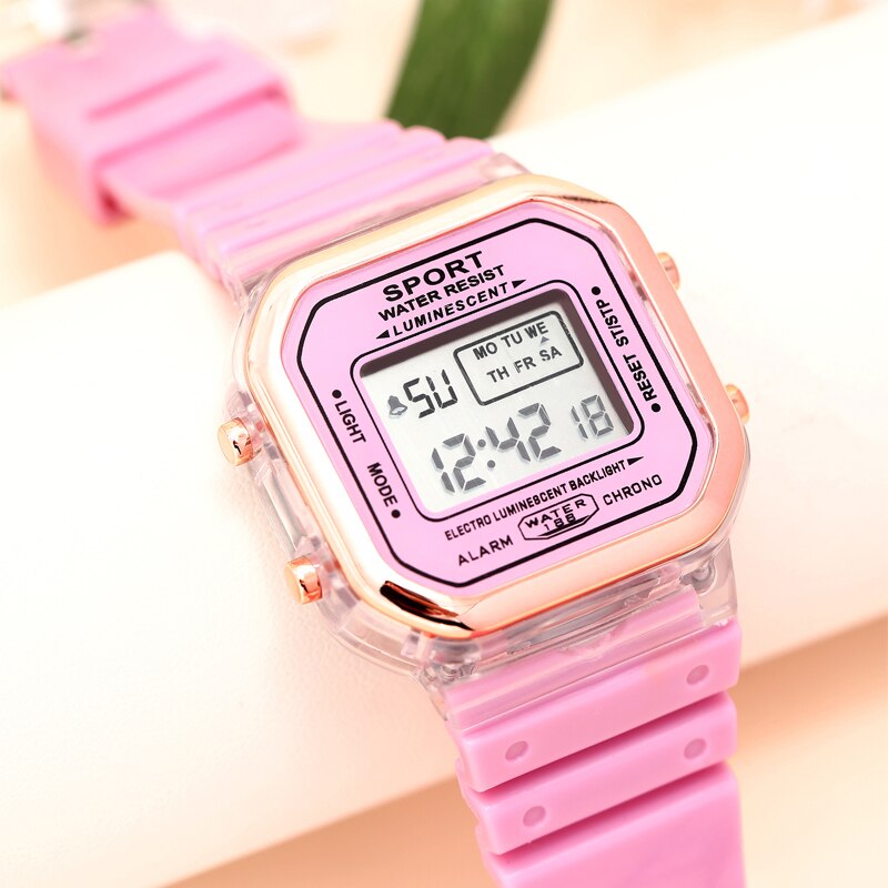 New Fashion Digital Student Transparent Electronic Watch Candy Multicolor LED W image 15