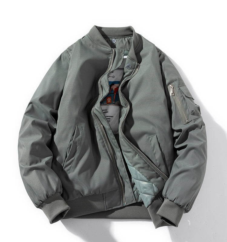 Men Bomber Jacket Autumn Winter Pilot Jacket Women Fashion Solid Baseball Coat image 23