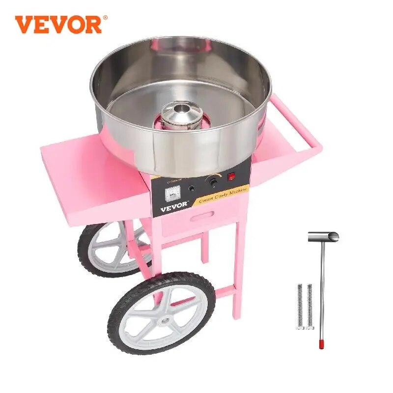 VEVOR Electric Cotton Candy Machine with Cart 1000W Commercial Floss Maker with