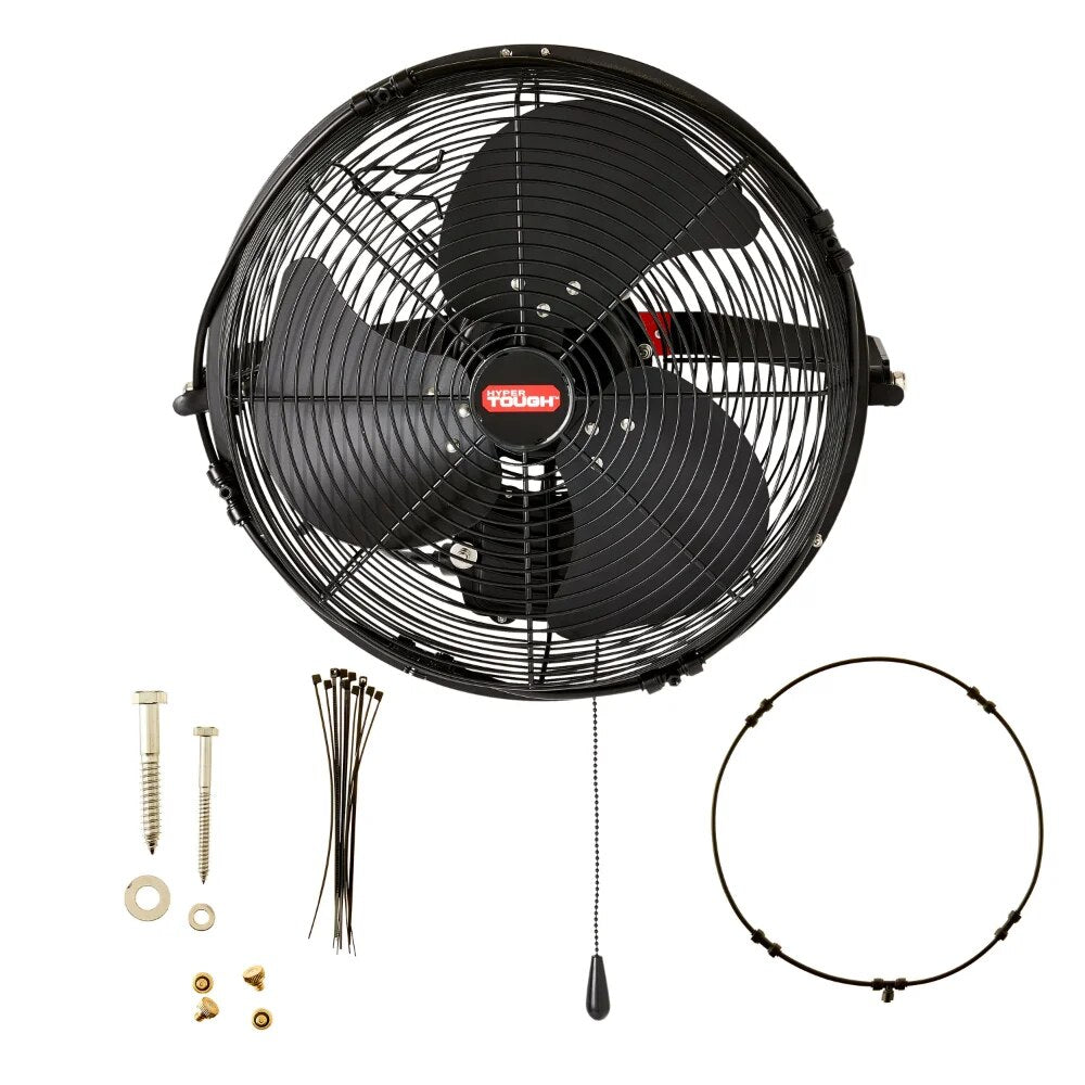 14 " Outdoor Wall Fan With Misting Kit, 3 Blades, Black image 5