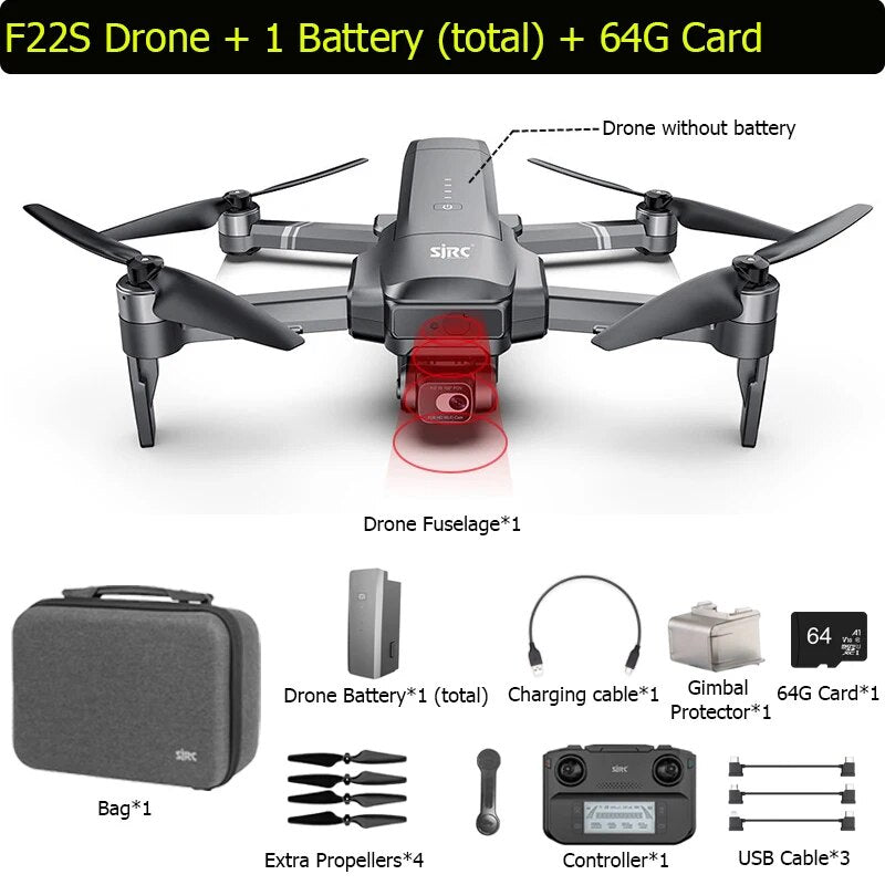 SJRC F22S 4K PRO Drone Camera Obstacle Avoidance PRO Quadcopter EIS 2-Axis Brus