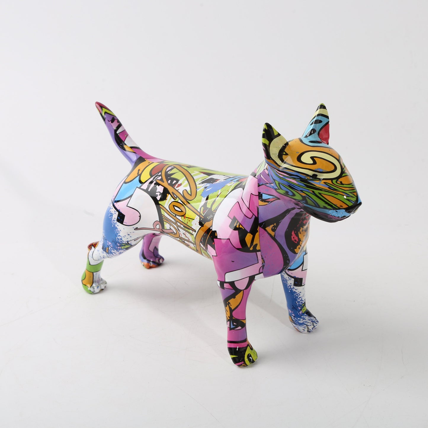 Creative Art Colorful Bull terrier Small English Resin Dog Crafts Home Decorati