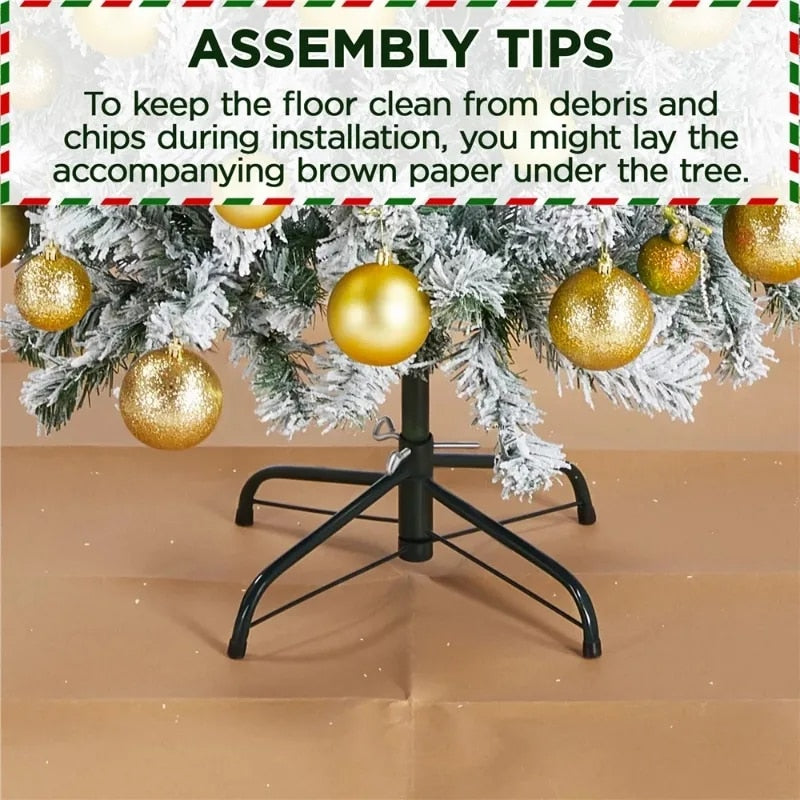 Easyfashion Clear Prelit Incandescent Green Flocked Spruce Decorative Artificia image 6