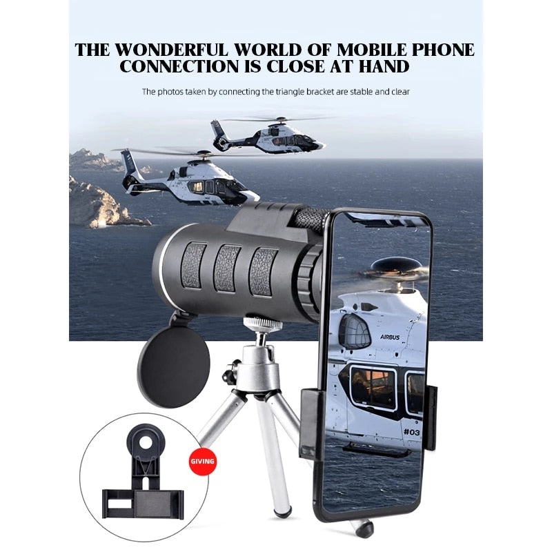 40X60 HD Professional Telescope Monocular Night Powerful Binoculars Waterproof