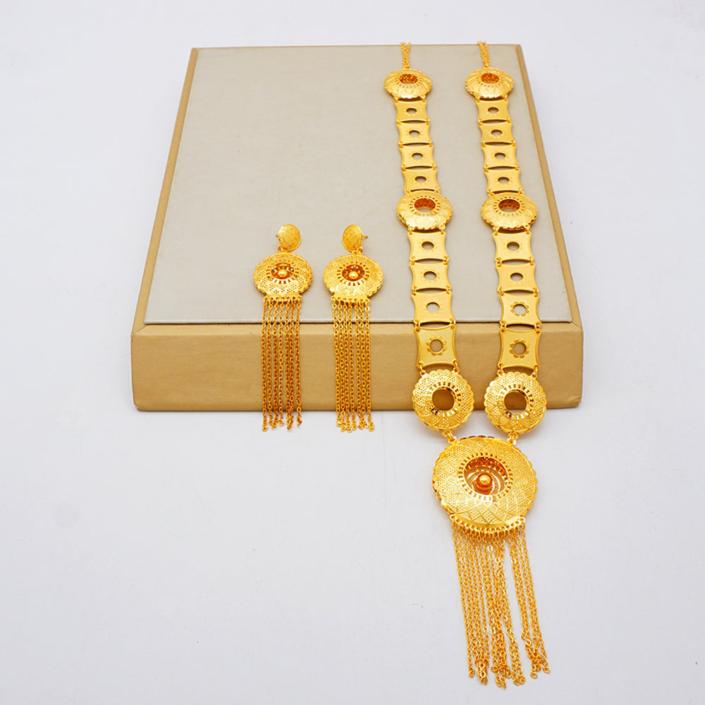 NEW ANIID Indian Fashion Gold Color Charm Necklace And Earrings Set African Wed image 5