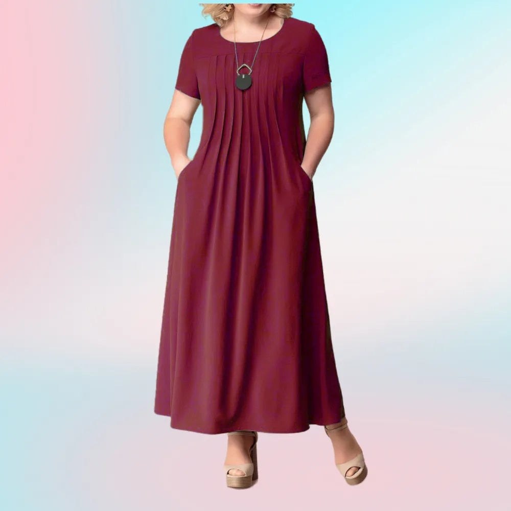 A Lin Plus Size Women Clothing Summer New Fashion Casual O-neck Solid Color Sho