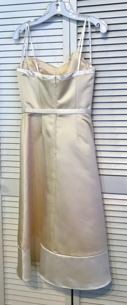Watters & Watters Women Dress Satin Beige Ivory Binding Bustline Size 6 image 0