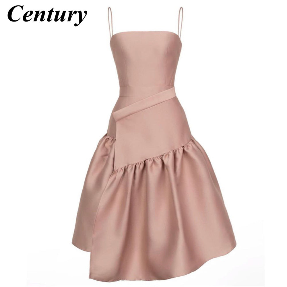 Century Dusty Pink Short Prom Party Dresses Spaghett Straps Knee Length Women C