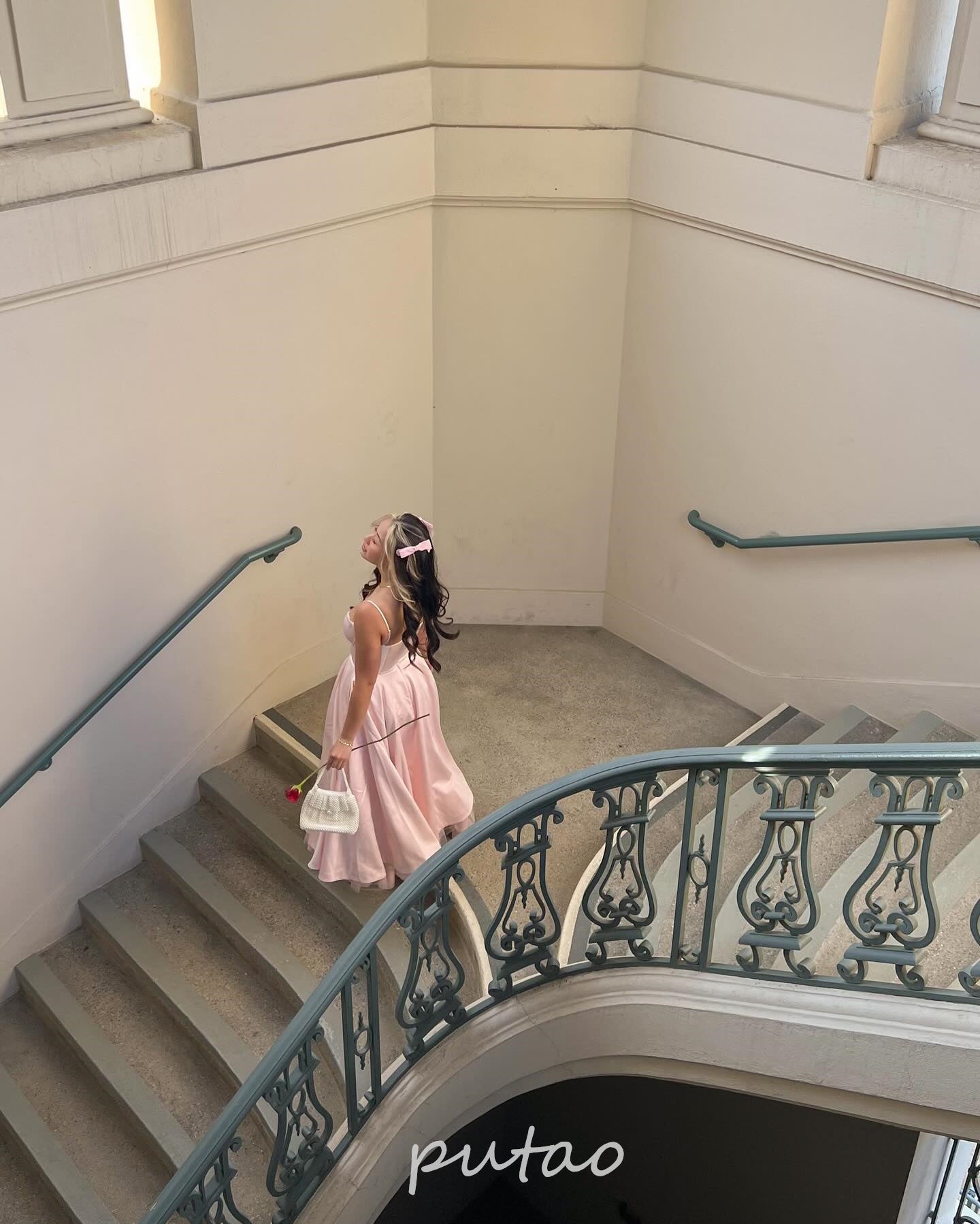 PuTao Pink A Line Satin Lace Long Prom Dresses Ankle Length Formal Graduation E image 7