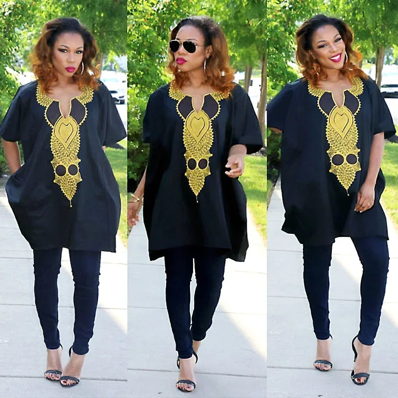 African Clothing For Women Dashiki Embroidery Design Soft Material Top And Pant