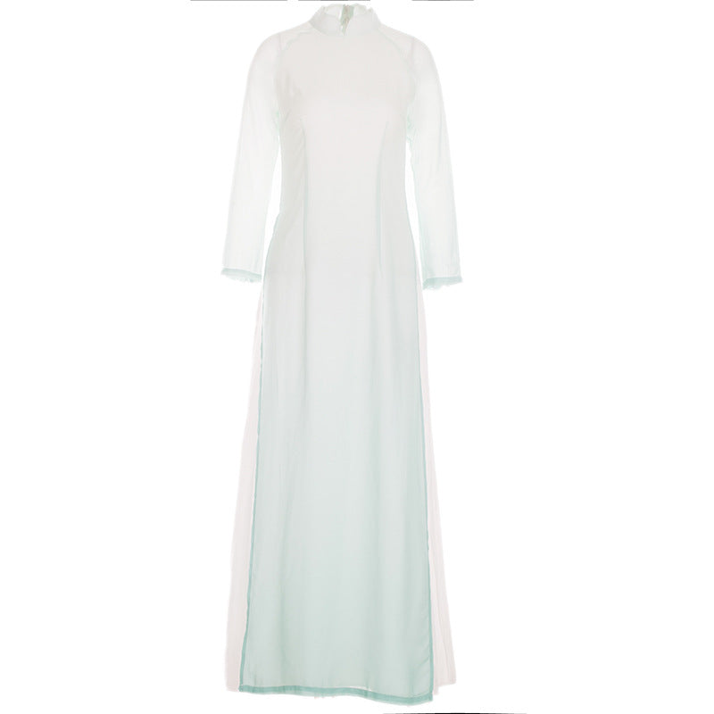 Ao Dai Vietnam Dress Women Traditional Improved Long Cheongsam Chinese Dress Qi
