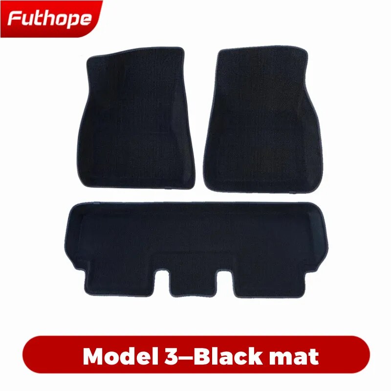 Custom Waterproof Floor Mats for Tesla Model 3 & Y (2020-2023) - Black