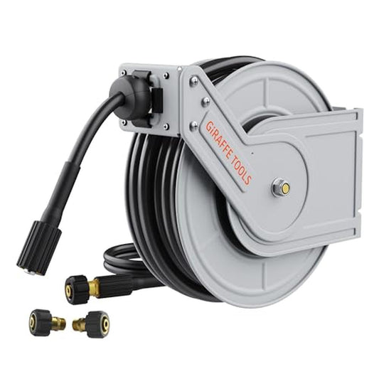 Retractable Pressure Washer Reel 4000PSI Heavy Duty Steel Power Hose  Mountable
