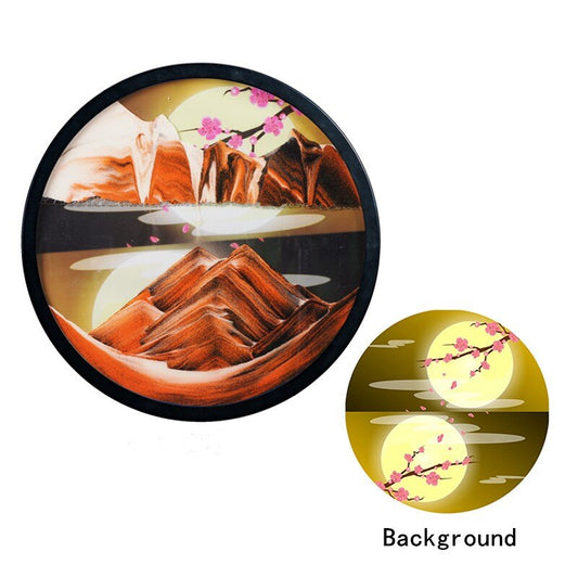 12-24inch Art Picture Round Glass Sandscape In Motion Flowing Sand Frame