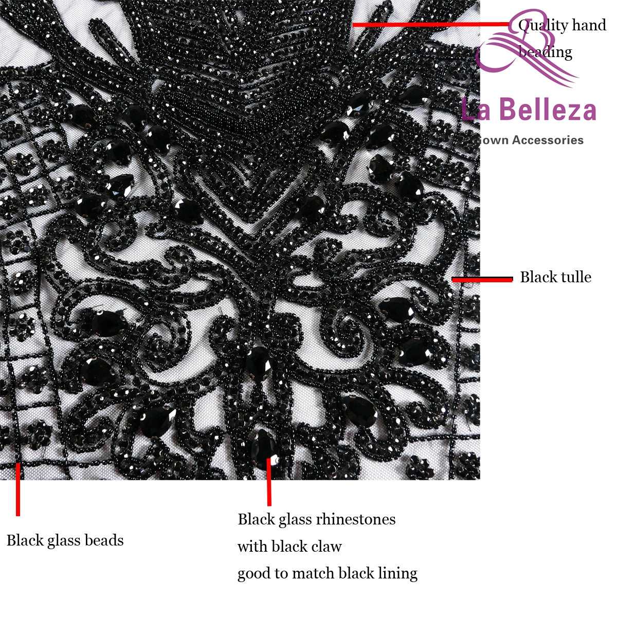 La Belleza New hot handmade AB black silver 6color bodice Rhines
