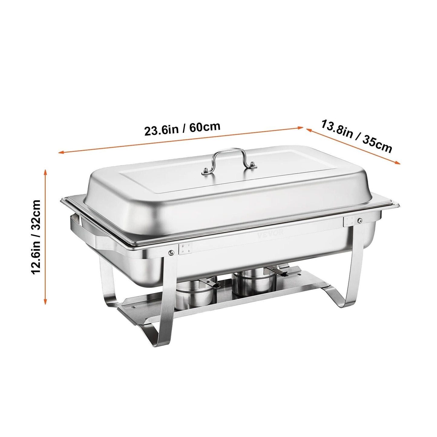 VEVOR 8QT 2 Pack ChaFolding Dish Buffet Set Stainless Chafer w/ 2 Full & 4 Half Si