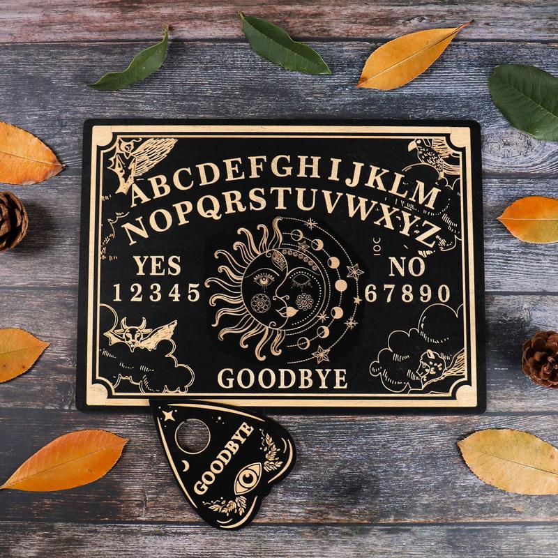 12" Ouija Board Wooden Divination Pendulum Board Engraved Magic Board Witch