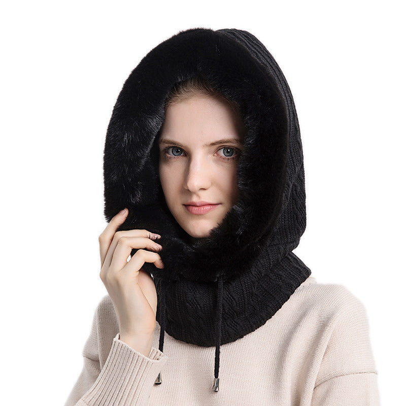 Women Beanie Hat Winter Balaclava Knitted Cap Hooded Face Mask Fluff Keep Warm image 20