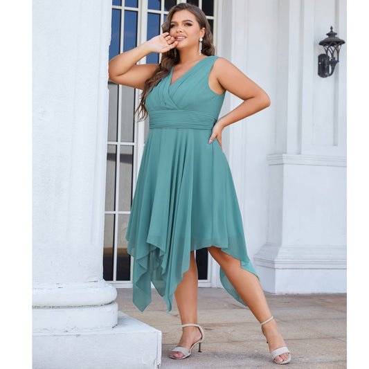 Ever-Pretty Chiffon Double V-Neck A Line Bridesmaid Dress with Asymmetrical Hem image 0