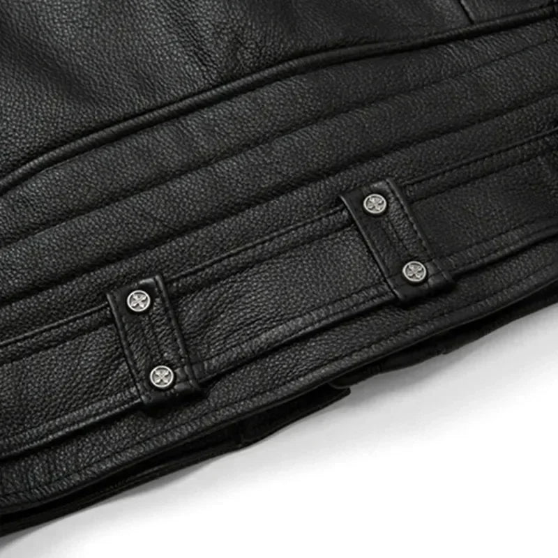 2024 Black Genuine Leather Jacket Men Motorccyle Style Plus Size 5XL Real Natur image 6