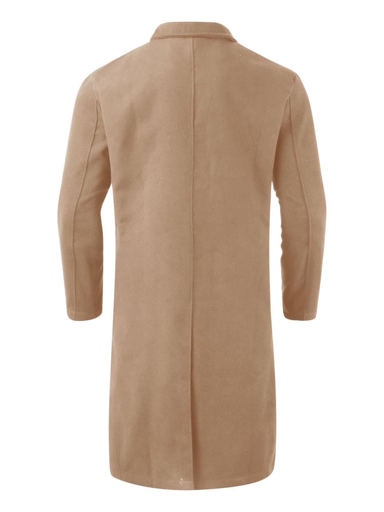 Men's British Style Long Wool Coat Classic Autumn Winter Trench Coat image 5