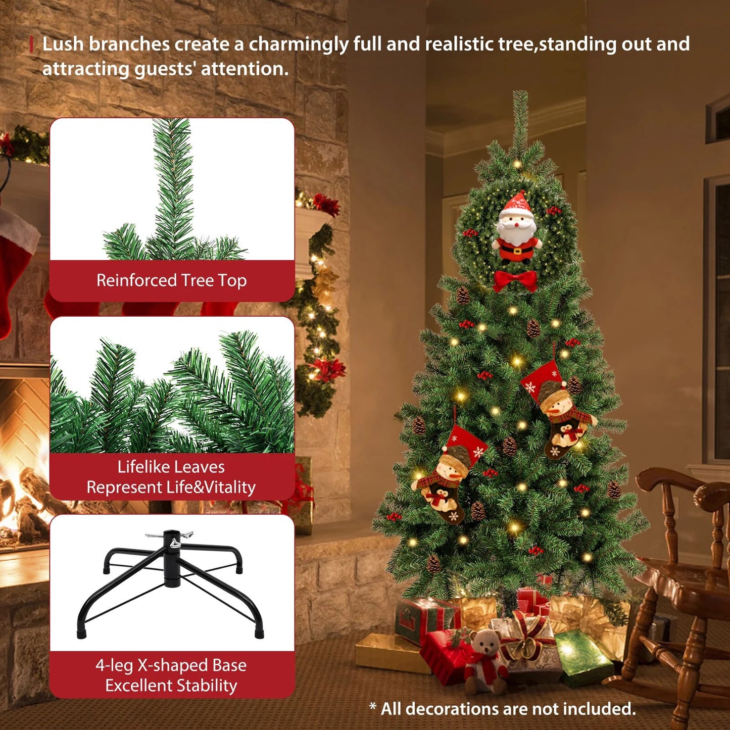 6/7ft Artificial Green Christmas Tree Decoration Holiday Festival Xmas Realisti