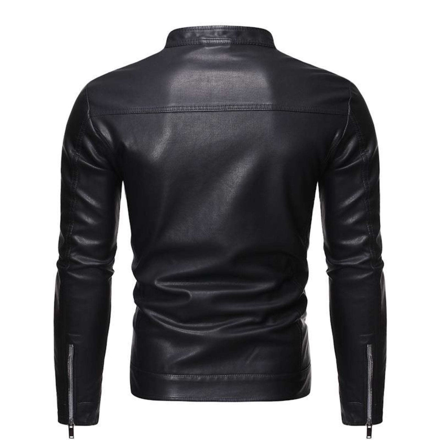 Male Faux Leather Jackets Autumn Winter Solid Color Leather Jacket Warm Coat St