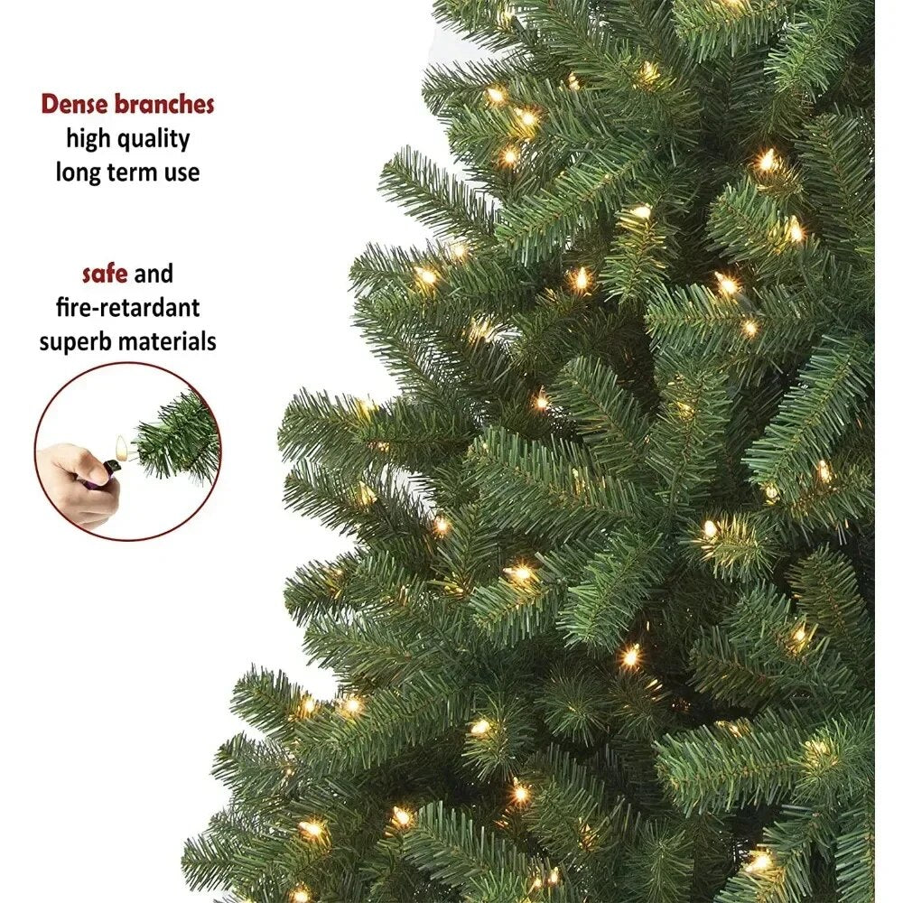 Pre-Lit Artificial Christmas Tree 6ft With 300 Clear Incandescent Mini Lights I