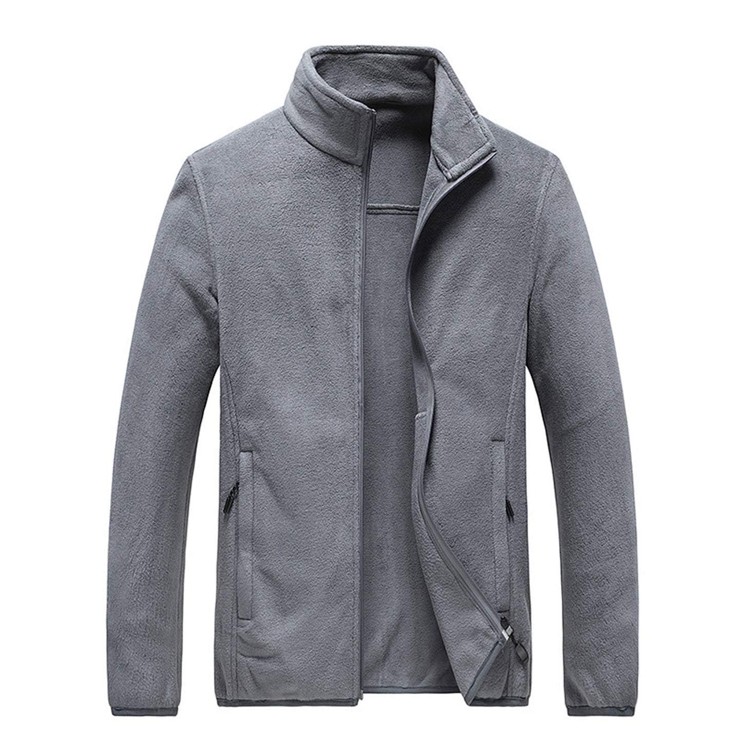 Men's Lightweight Warm Zip Up Long Sleeve Soft Polar Fleece Jacket For Fall Win image 4