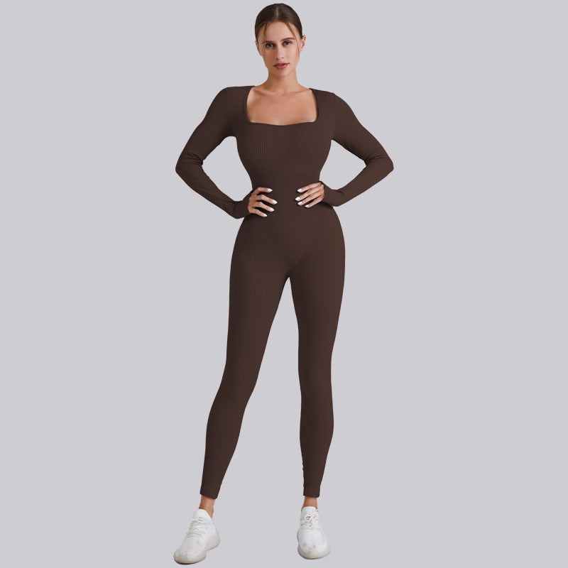 Oulylan Tracksuit Jumpsuit Gym Workout Yoga Clothes Fitness Long Sleeved One Pi
