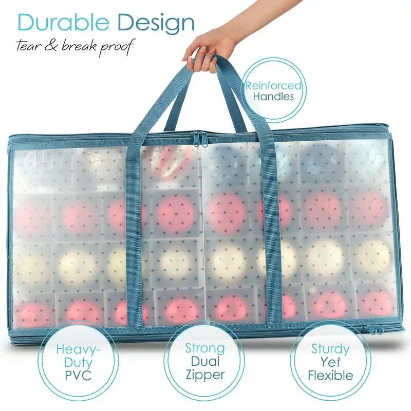 Christmas Ornament Storage Box With Adjustable Dividers, For 128 Holiday Orname