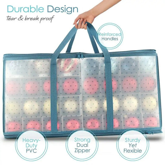 Christmas Ornament Storage Box With Adjustable Dividers, For 128 Holiday Orname