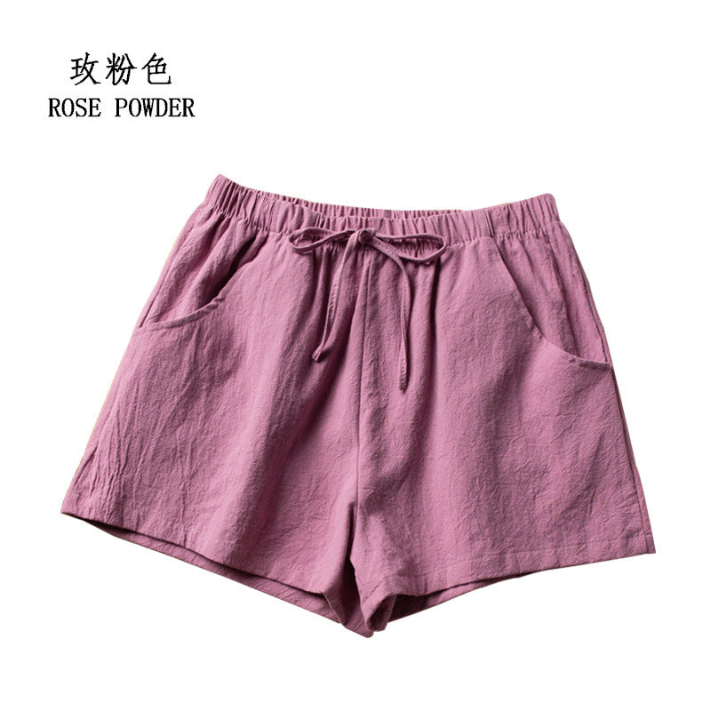 Casual Linen Shorts Women Gym Workout Shorts Cotton Short Pants High Waisted Bl