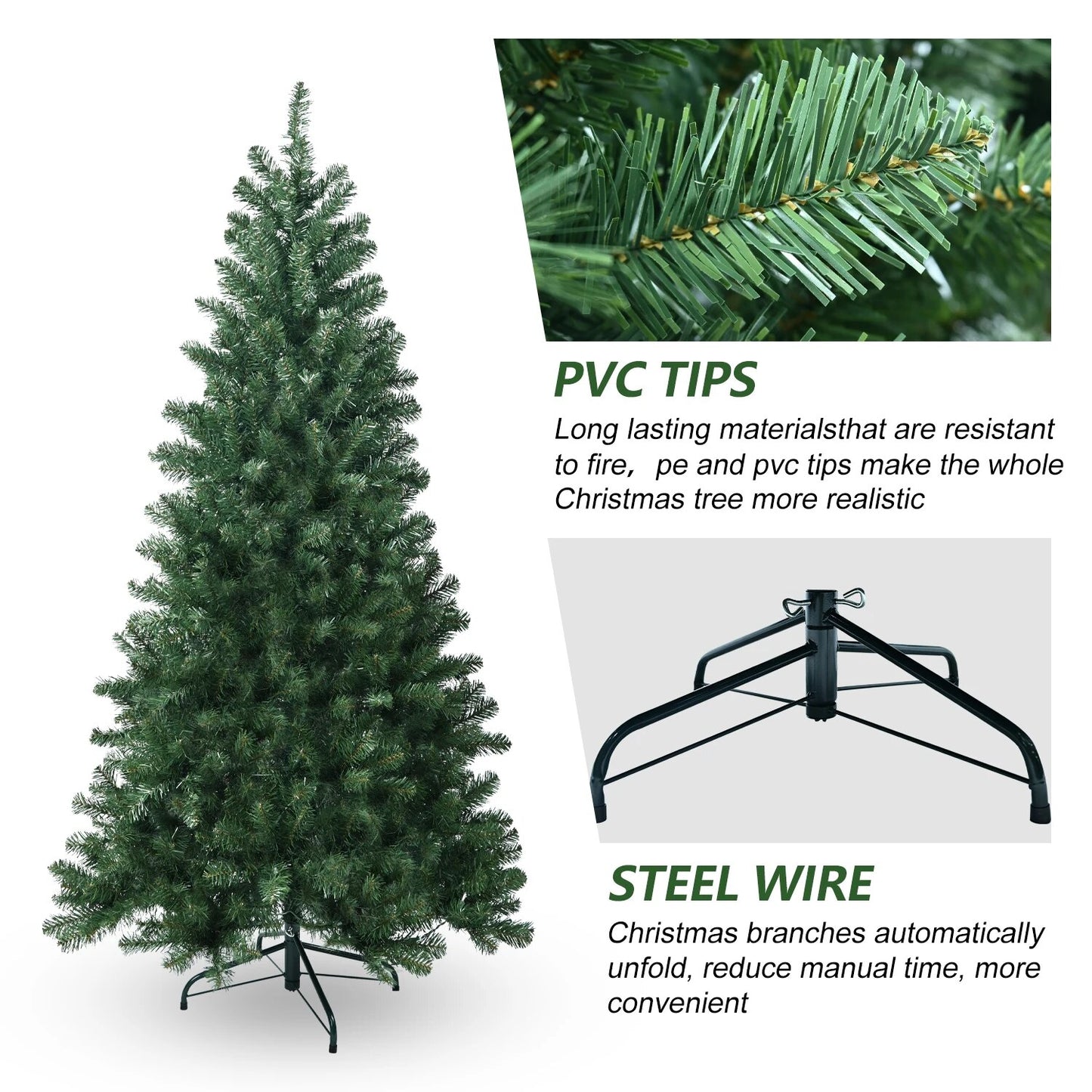 4/5/6/7/7.5/8/9FT Flocked Christmas Tree Easy Assembly Artificial Holiday Xmas