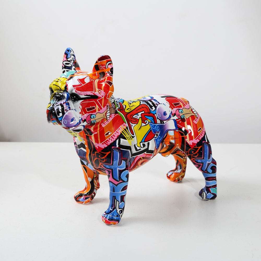Creativity Modern Colorful French Bulldog Statue Wholesale Graffiti Office Orn