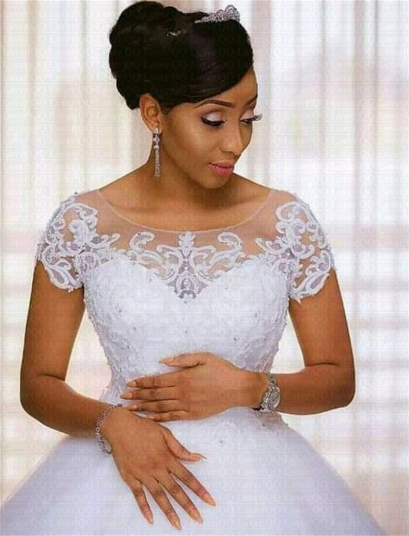Vestido De Noiva Vintage Lace Appliques Ball Gown African Wedding Dresses 2023