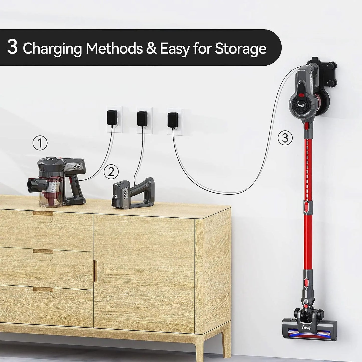 INSE N650 Cordless Vacuum Cleaner 4-in-1 Stick Vacuum Cleaner 160W Rechargeable image 8