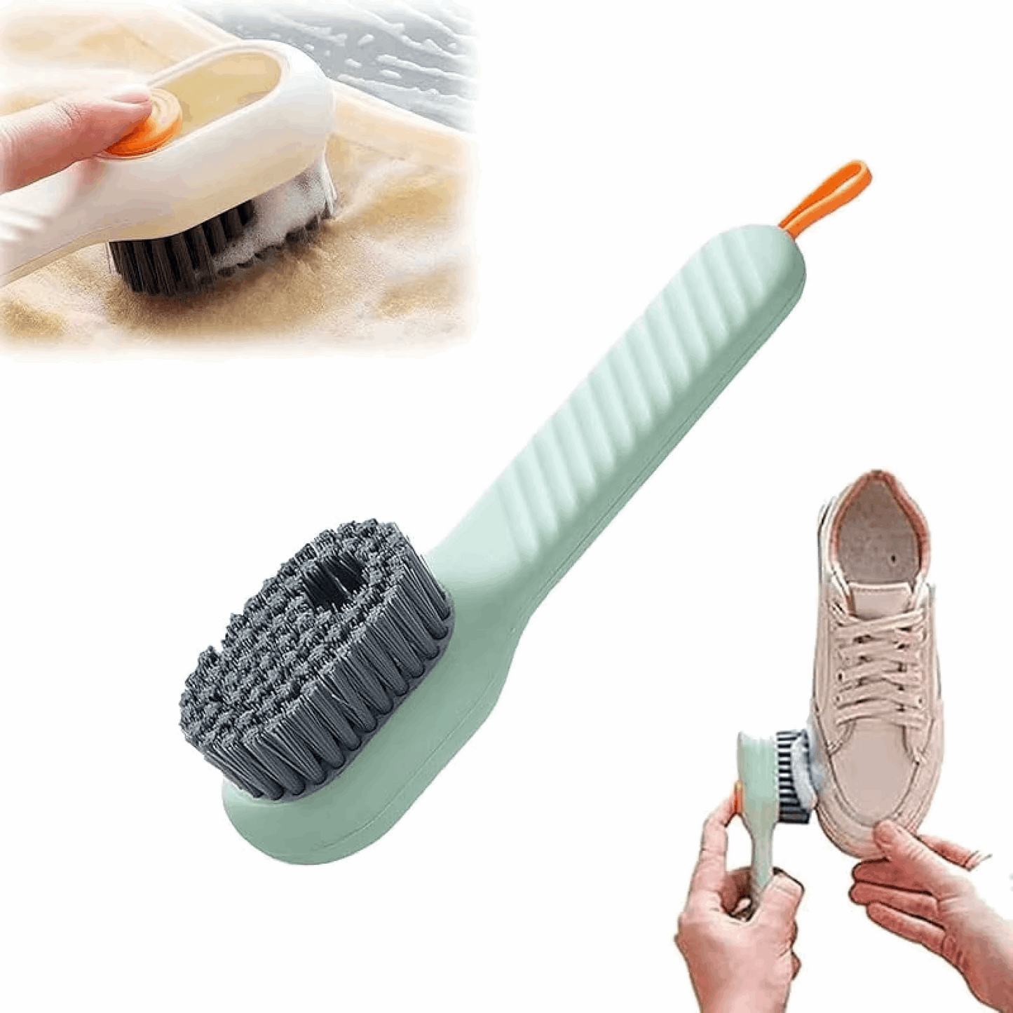 2-in-1 Multifunction Cleaning Brush with Soap Dispenser, Soft Bristle Liquid Sh