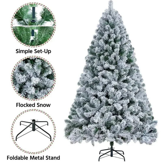 Easyfashion 6 Ft Frosted Artificial Christmas Tree with Stand, Green