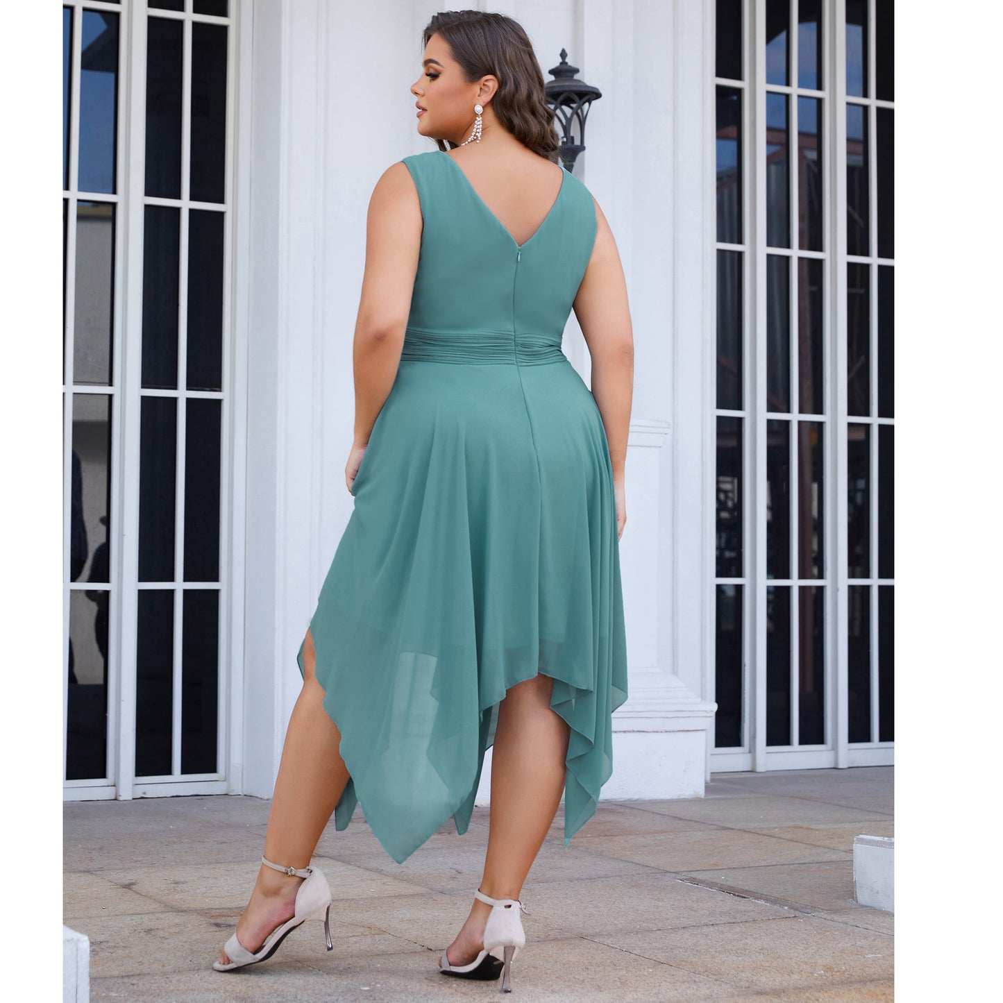 Ever-Pretty Chiffon Double V-Neck A Line Bridesmaid Dress with Asymmetrical Hem image 0