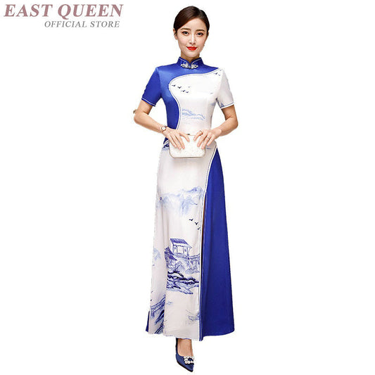 New Arrival 2019 Summer Ao Dai Vietnam Traditional Dress Slit Cheongsam Elegant