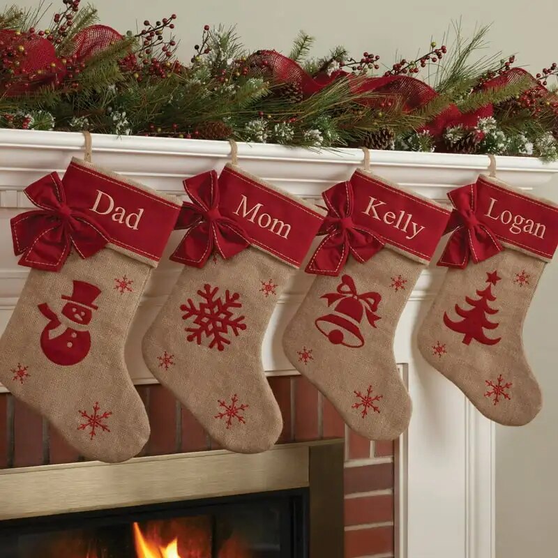 Burlap Christmas Stocking Available In Different Styles image 0